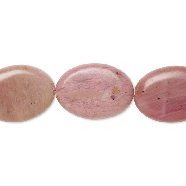 Bead, rhodonite (natural), dark, 18x13mm flat oval, B grade, Mohs hardness 5-1/2 to 6-1/2. Sold per 8-inch strand, approximately 10 beads. image number 0