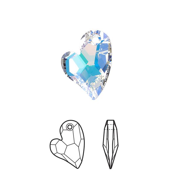 Drop 48pk crystal AB, Swarovski® 17x13mm pendant asymmetrical heart 6261 image number 0