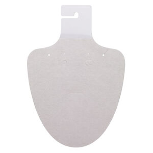 Necklace / earring card, flocked plastic, grey, 9-1/2 x 6-1/2 inches. Sold per pkg of 10.