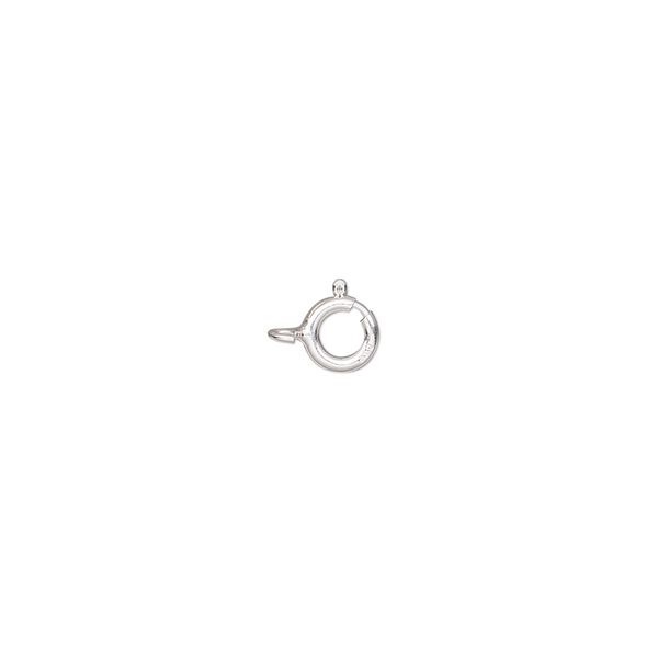 Clasp, springring, sterling silver, 5mm light weight. Sold per pkg of 10. image number 0