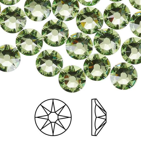 Flat back 12pk peridot foil back, Crystal Passions® 8.412-8.672mm rose round SS40 2088 image number 0