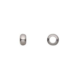 Bead, stainless steel, 6.5 x 3.5mm rondelle. Sold per pkg of 10.