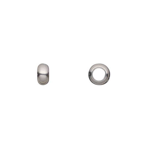 Bead, stainless steel, 6.5 x 3.5mm rondelle. Sold per pkg of 10. image number 0