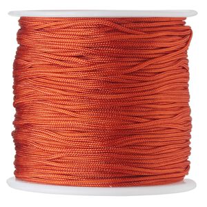 Cord, imitation silk, rust, 1mm. Sold per 100-foot spool.