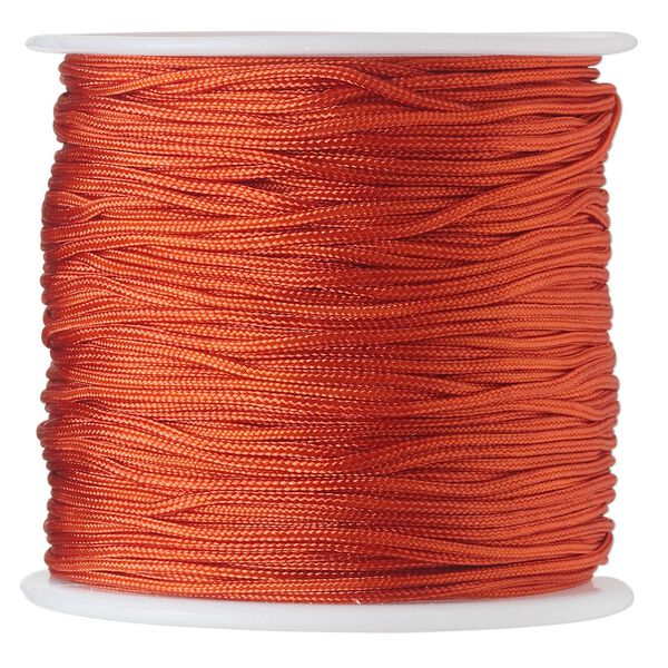 Cord, imitation silk, rust, 1mm. Sold per 100-foot spool. image number 0