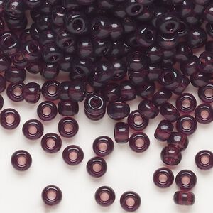 Seed bead, Miyuki, glass, pkg/250g, #6 rocaille, transparent dark smoky amethyst (RR-153).