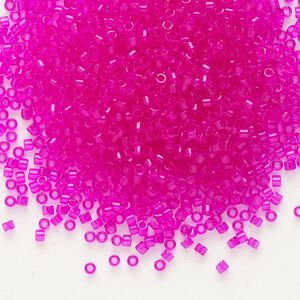 Seed bead, Delica®, glass, pkg/7.5g, #11 round, transparent outside dyed fuchsia (DB-1310).