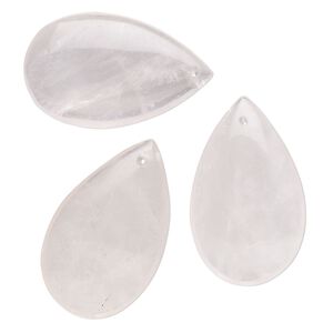 Rose quartz 1pkg3, teardrop focal natural 25x16mm-30x19mm