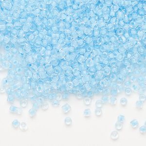 Seed bead, Ming Tree™, glass, pkg/1 pound, #11 round, transparent color-lined aqua.