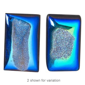 Druzy agate 1pkg1, hand-cut non-calibrated dichroic rectangle cab 27x17mm-31x18mm