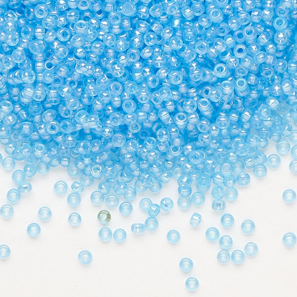 Seed bead, Preciosa Ornela Czech glass, pkg/500g, #11 rocaille, translucent solgel dyed rainbow turquoise blue, (41134). image number 0