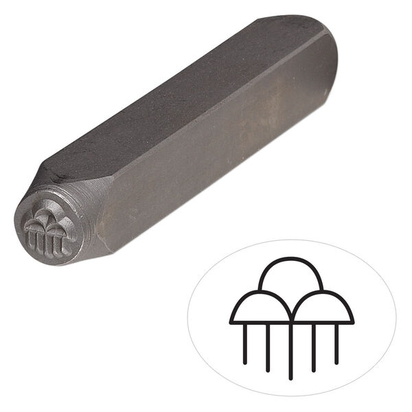 Stamp punch, tempered chrome vanadium steel, 6mm cloud burst, 2-3/4 x 3/8 inches. Sold individually. image number 0