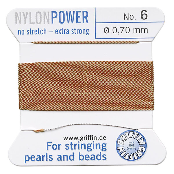 Thread, Griffin, nylon, cornelian, size #6. Sold per 2-meter card (approximately 78 inches). image number 0