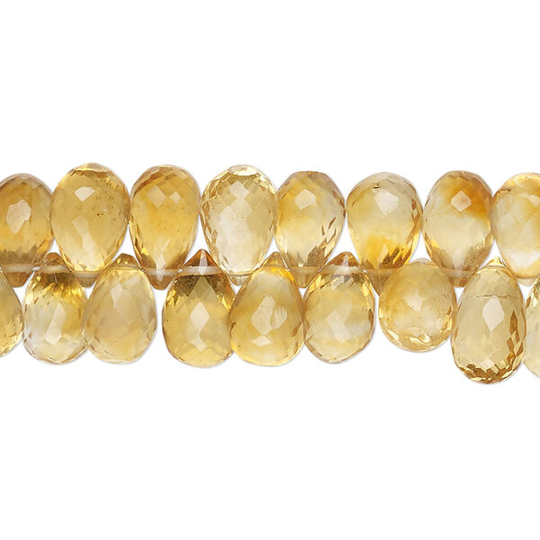 Bead, citrine (heated), 9x6mm-11x7mm hand-cut top-drilled micro-faceted teardrop, B+grade, Mohs hardness 7. Sold per 8-inch strand, approximately 65 beads. image number 0