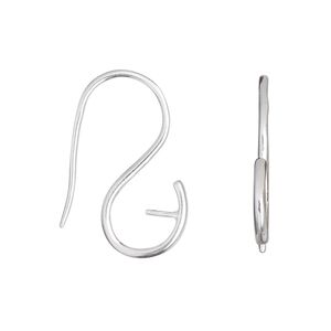 Ear wire 1pkg2 sterling silver, 25mm / 4mm peg / half-drilled / 8mm round setting, 17 gauge 1 pair