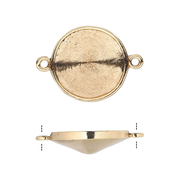 Link, Almost Instant Jewelry®, antique gold-plated pewter (tin-based alloy), 21mm round with 18mm rivoli setting. Sold individually. image number 0