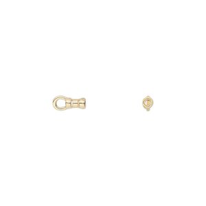 Crimp end, JBB Findings, gold-plated pewter (tin-based alloy), 4x2mm tube with loop, 1mm inside diameter. Sold per pkg of 4.
