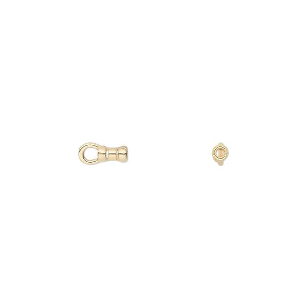 Crimp end, JBB Findings, gold-plated pewter (tin-based alloy), 4x2mm tube with loop, 1mm inside diameter. Sold per pkg of 4. image number 0