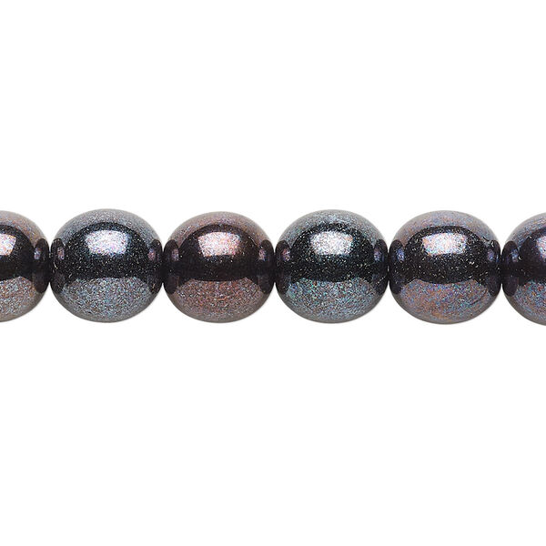 Bead, Czech glass druk, opaque purple luster, 10mm round. Sold per 15-1/2" to 16" strand. image number 0