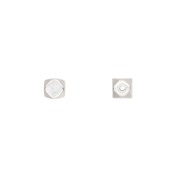 Bead, sterling silver, 6x6mm rounded square. Sold per pkg of 30. image number 0