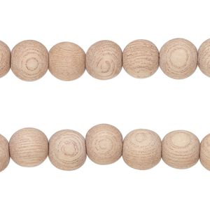 Bead, corkwood tree (natural), pkg/(2) 16 inches, 8mm center-drilled round.