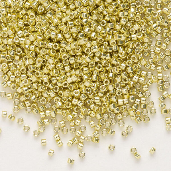Seed bead, Delica®, glass, pkg/7.5g, #11 round, opaque galvanized yellow (DB-0412). image number 0