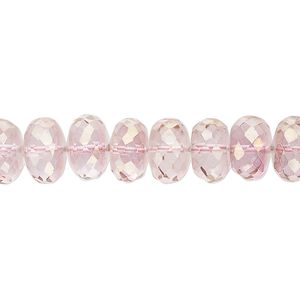 Quartz crystal 1pkg1, hand-cut faceted rondelle bead 8 inch 9x5mm-10x7mm