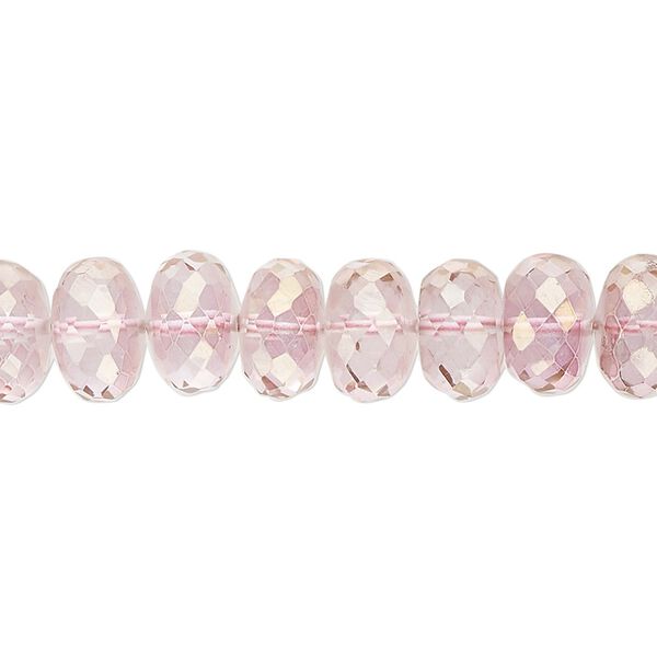 Quartz crystal 1pkg1, hand-cut faceted rondelle bead 8 inch 9x5mm-10x7mm image number 0