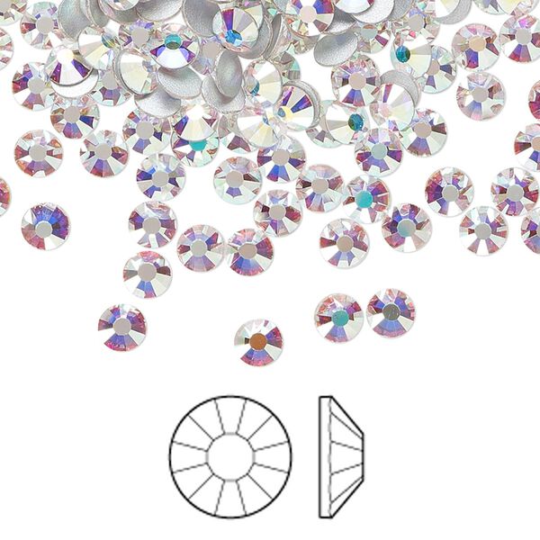Flat back 144pk crystal AB foil back, Preciosa Viva 12® Czech crystal rhinestone 3.8-4mm chaton rose round SS16 image number 0