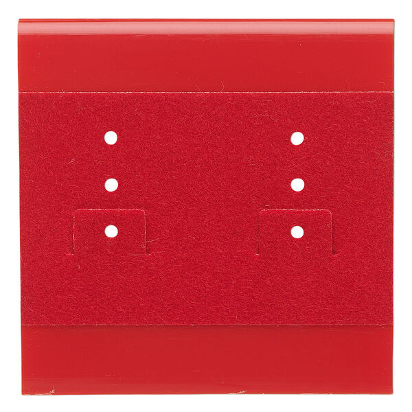 Earring card, plastic and velour, red, 2x2-inch square. Sold per pkg of 100. image number 0