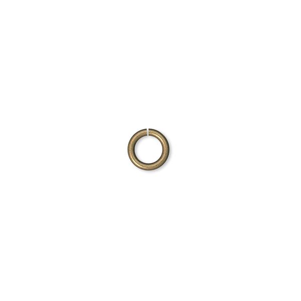 Jump ring, antique gold-plated brass, 6mm round, 4.2mm inside diameter, 18 gauge. Sold per pkg of 100. image number 0