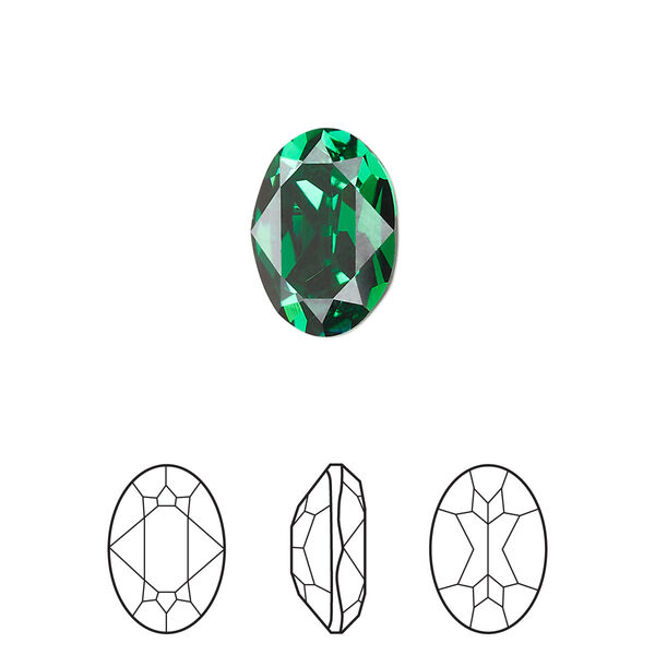 Fancy stone 1pk majestic green foil back, Crystal Passions® 14x10mm oval 4120 image number 0