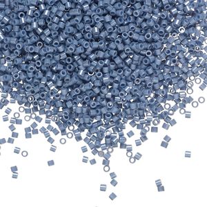 Seed bead, Delica®, glass, pkg/7.5g, #15 round, opaque glazed luster blueberry (DBS-0267).