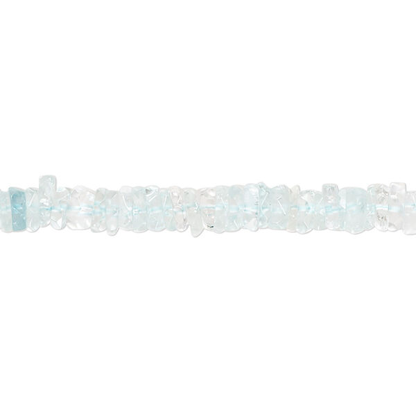 Bead, aquamarine and goshenite (natural / heated), light, 5x1mm-6x3mm hand-cut faceted rondelle, Mohs hardness 7-1/2 to 8. Sold per 15-inch strand. image number 0