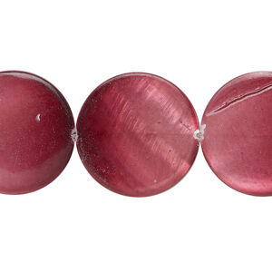 Mother-of-pearl shell 1pkg1, puffed flat round bead 15 inch wine 19-20mm