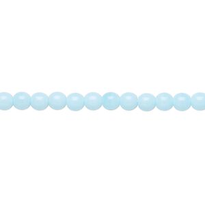 Bead, Preciosa Czech glass druk, pkg/15-1/2 to 16 inches, opaque light turquoise blue, 4mm round.