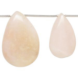 Pink opal 1pkg8, hand-cut top-drilled puffed teardrop bead natural graduated 20x14mm-32x21mm
