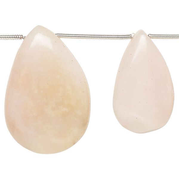 Pink opal 1pkg8, hand-cut top-drilled puffed teardrop bead natural graduated 20x14mm-32x21mm image number 0