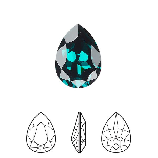 Fancy stone 48pk emerald foil back, Swarovski® 18x13mm pear 4320 image number 0