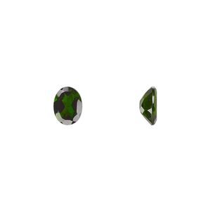 Chrome diopside 1pkg1, hand-cut faceted oval gem natural 8x6mm