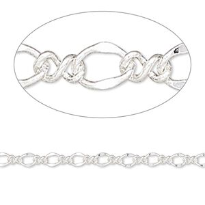Chain 1pkg1 silver-plated figure 8, 3mm flat, steel 50 foot unfinished