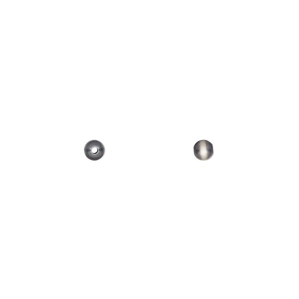 Bead, Navajo pearl style, brushed oxidized sterling silver, 3mm round. Sold per pkg of 8. image number 0