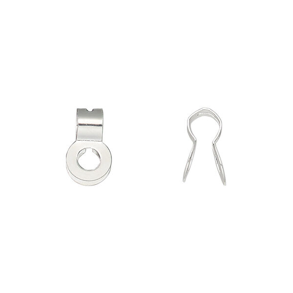 Ball chain connector, silver-finished steel, 11.5x6.5mm, fits 3.2mm ball chain. Sold per pkg of 10. image number 0
