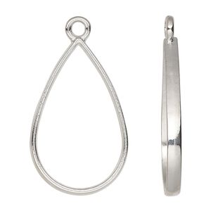 Focal, silver-finished "pewter" (zinc-based alloy), 33x21mm open teardrop. Sold per pkg of 2.