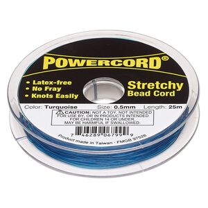 Cord, Powercord®, elastic, turquoise, 0.5mm, 4-pound test. Sold per 25-meter spool.