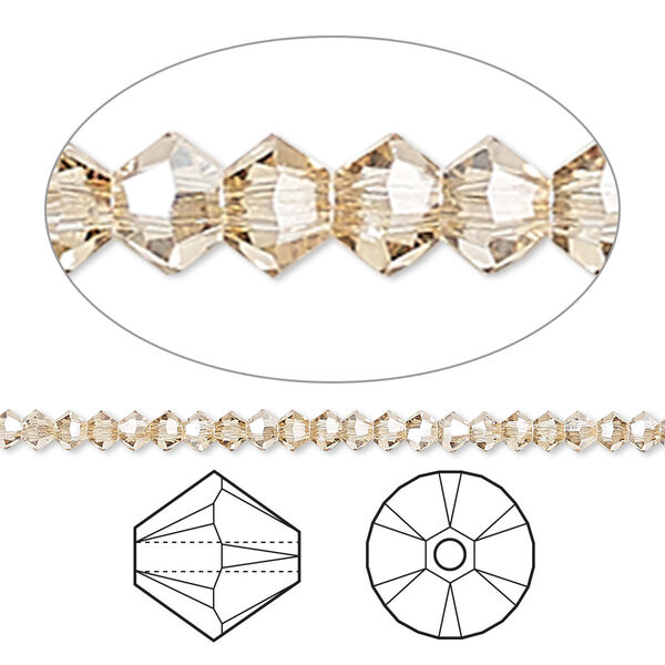 Bead 48pk crystal golden shadow, Crystal Passions® 2.5mm bicone 5328 image number 0