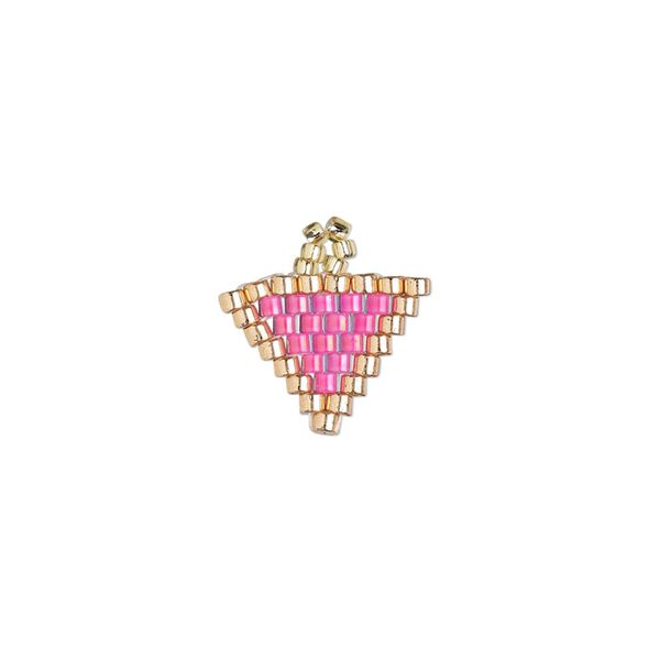 Drop, Creative Touch, glass, hot pink / copper / gold, 12mm double-sided triangle. Sold individually. image number 0