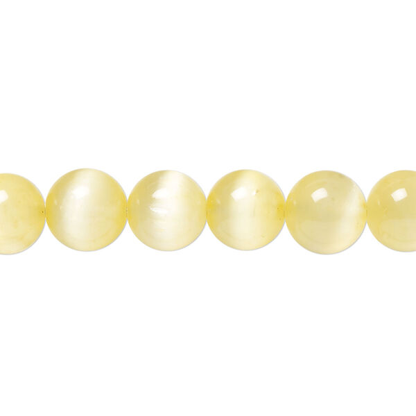 Bead, selenite (dyed / coated), pkg/16 inches, 8mm round, B+ grade, yellow. image number 0