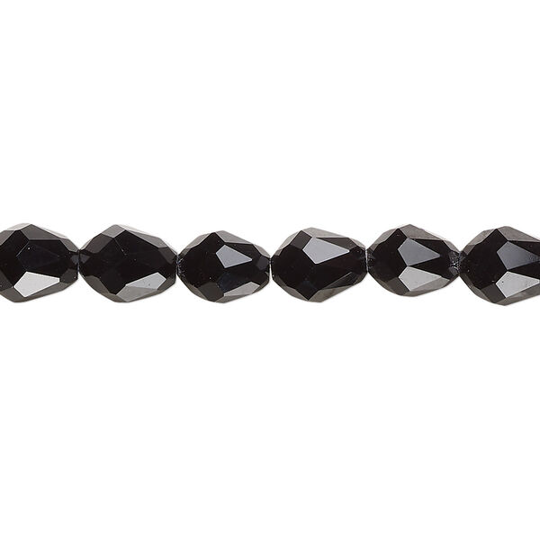 Bead Celestial Crystal® 1pkg60, 8x6mm teardrop / 66 facets, opaque black image number 0