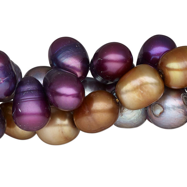 Pearl mix, cultured freshwater (dyed), mixed colors, 8-10mm mixed shape, D grade, Mohs hardness 2-1/2 to 4. Sold per pkg of (3) 15" to 16" strands. image number 0